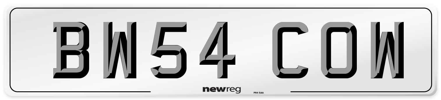BW54 COW Number Plate from New Reg